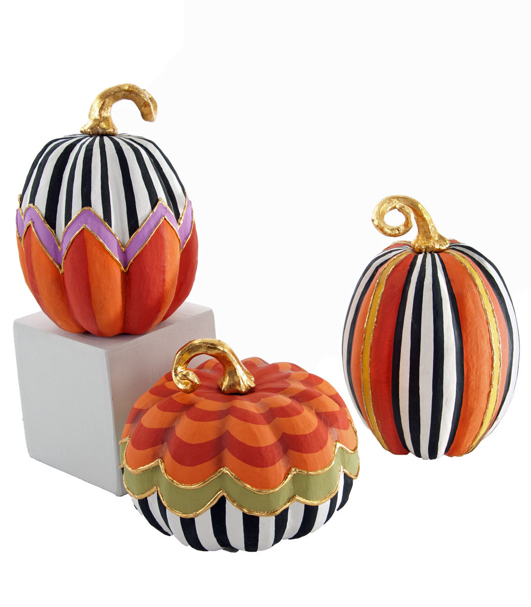 Katherine's Collection Patterned Pumpkins with Stripes