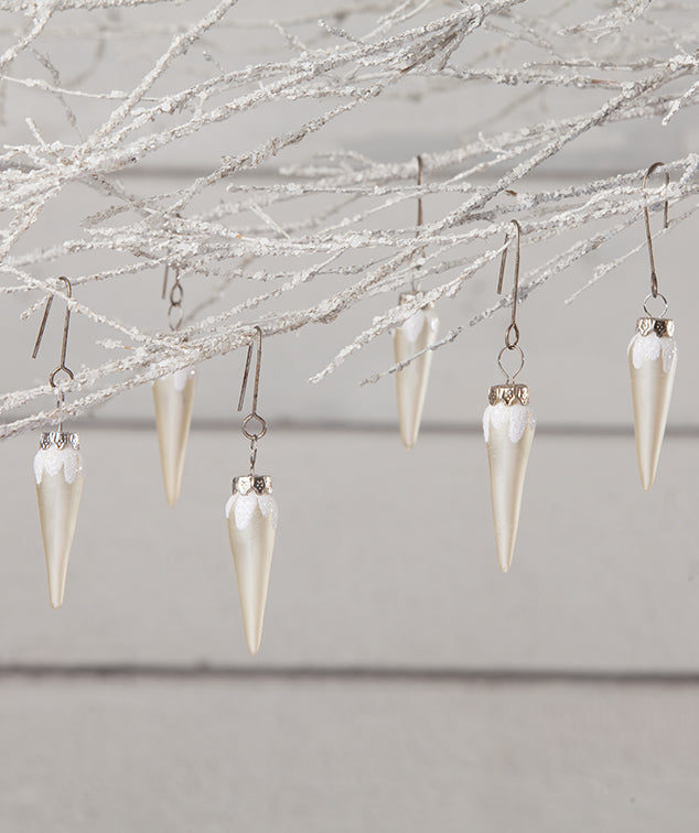 White Pearl Icicle Mini Ornaments