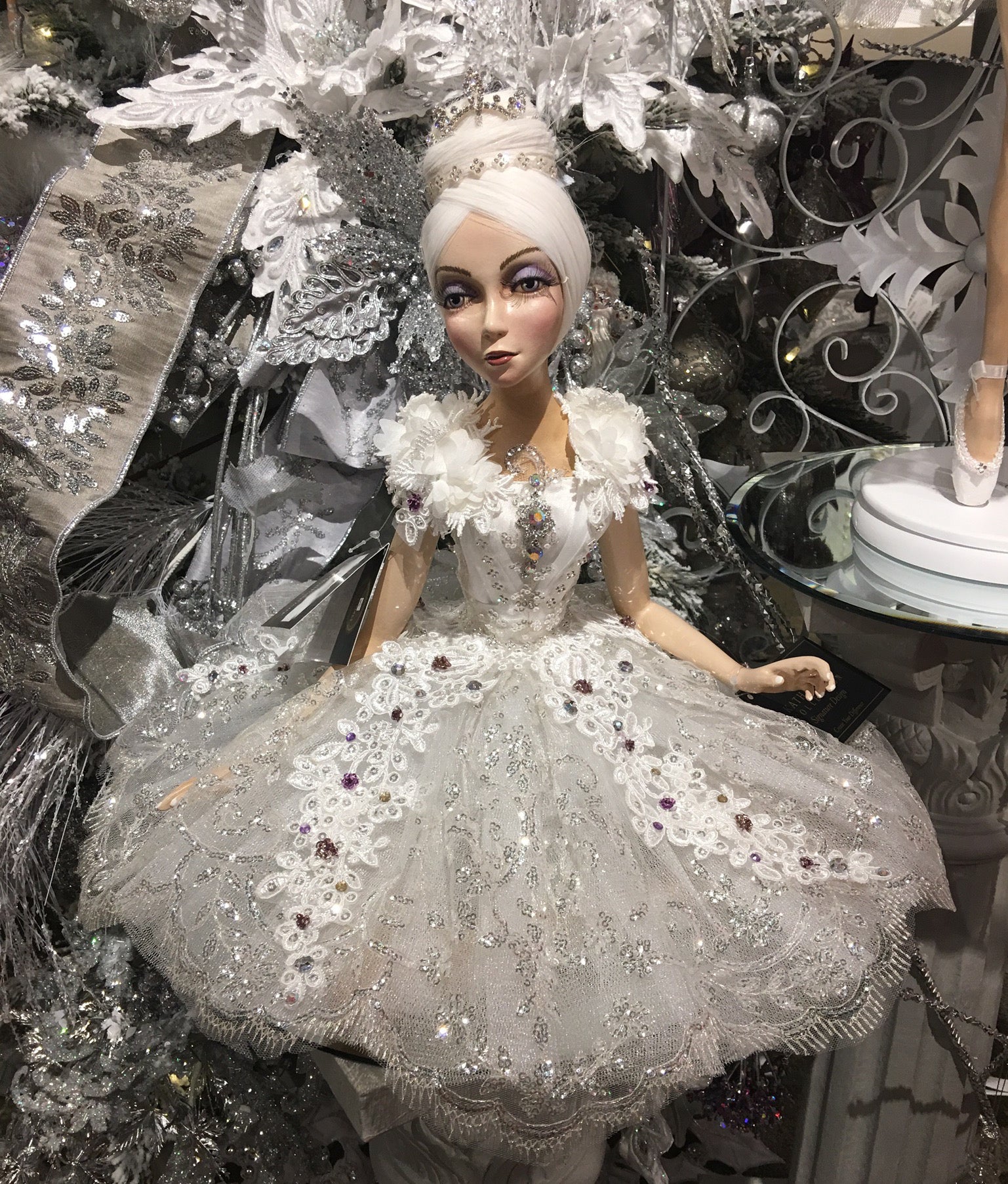 Winter Wonderland Ballerina Figurine in White Dress Snow Queen Ballet - TheHolidayBarn.com Winter Wonderland Ballerina Figurine in White Dress Snow Queen Ballet - TheHolidayBarn.com