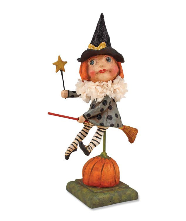 Witch Girl on Broom Debra Schcoh Halloween